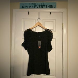 NEW Cute black top with lace size L